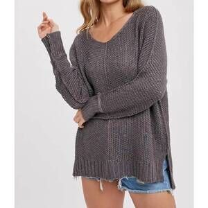 NEW BLUIVY reverse seam loose fit sweater in slate